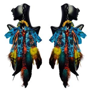 Boho Earrings Handmade Statement Earrings 10”